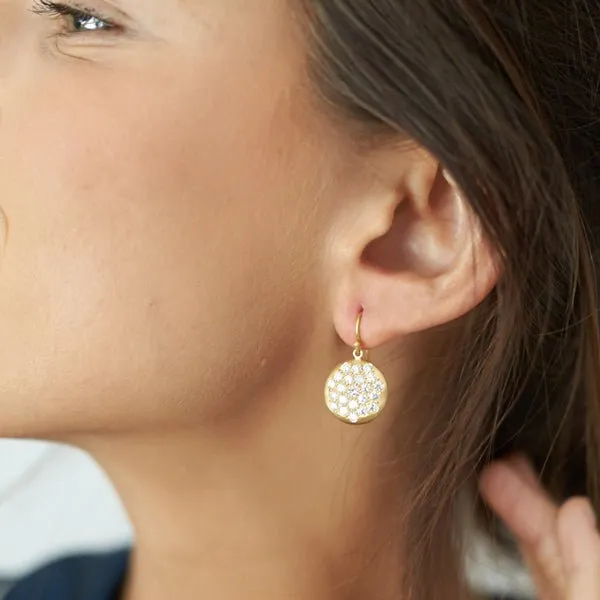 20K Gold Pave Diamond Oversized Lentil Earrings