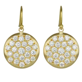 20K Gold Pave Diamond Oversized Lentil Earrings