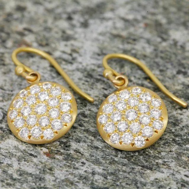 20K Gold Pave Diamond Oversized Lentil Earrings