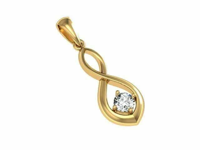 22k Pendant Solid Yellow Gold Ladies Jewelry Elegant Plain Twisted Design CGP10