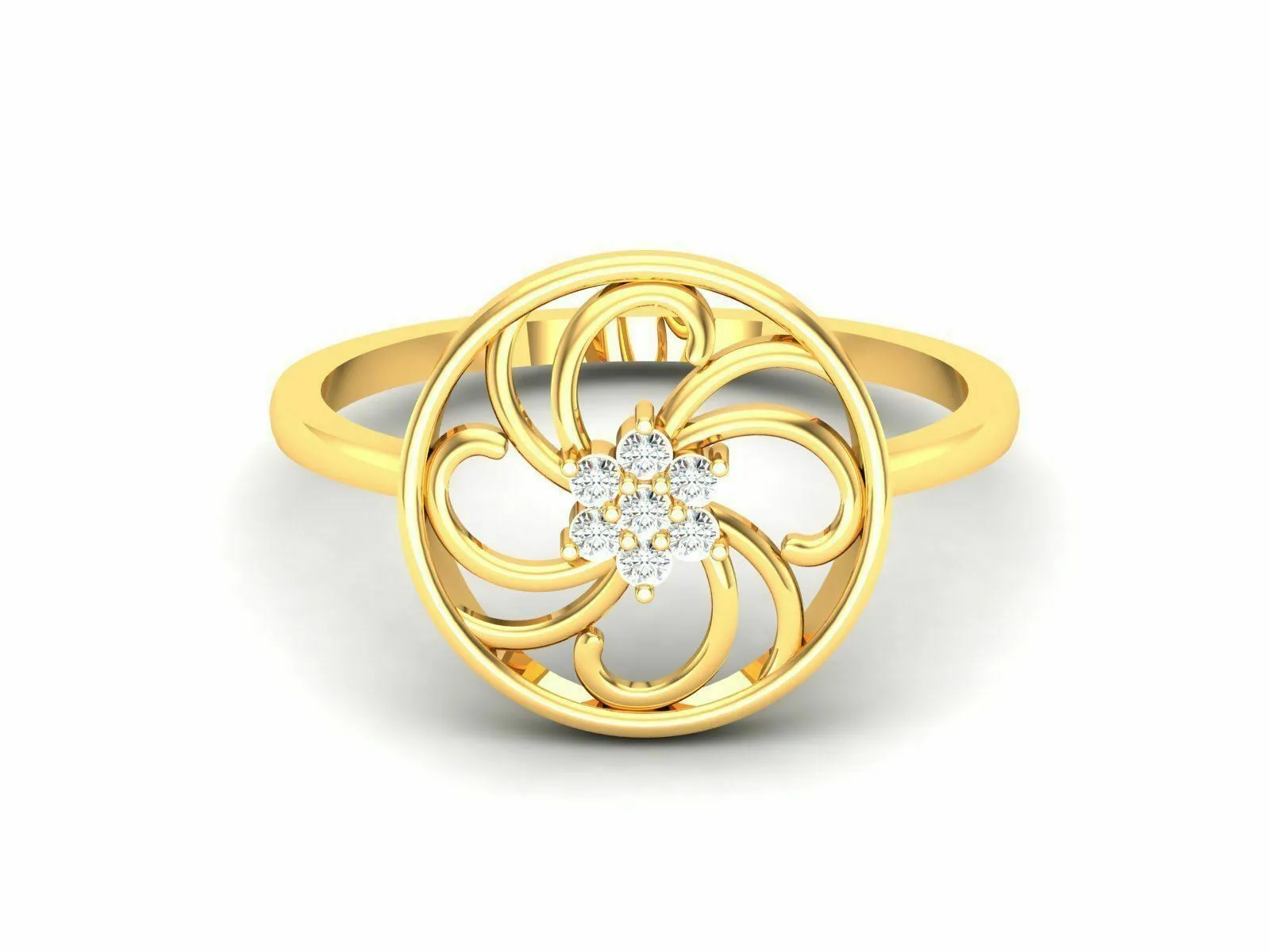 22k Ring Solid Yellow Gold Ladies Jewelry Modern Floral Pattern Band CCGR26