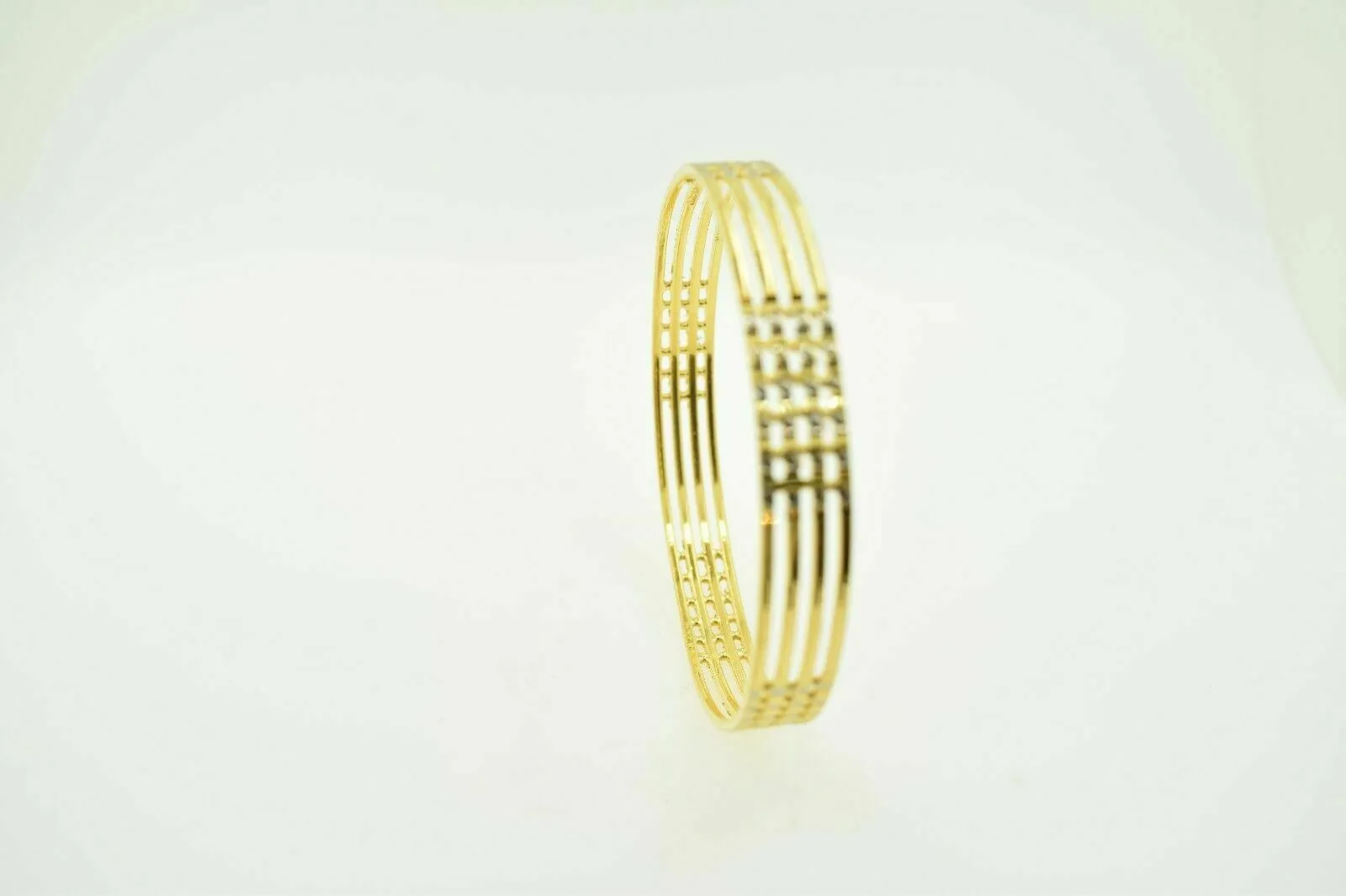 22K SOLID GOLD BRACELET Cuff, Handmade, Wide BANGLE, White Diamond Cut - CUSTOM