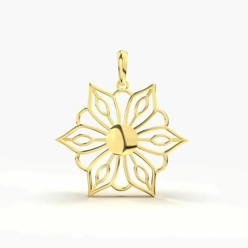 22k Solid Yellow Gold Ladies Jewelry Elegant Floral Pendant CGP36