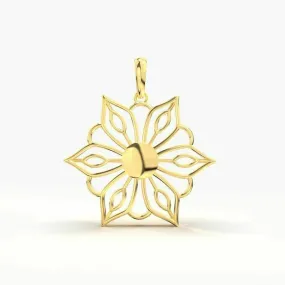 22k Solid Yellow Gold Ladies Jewelry Elegant Floral Pendant CGP36