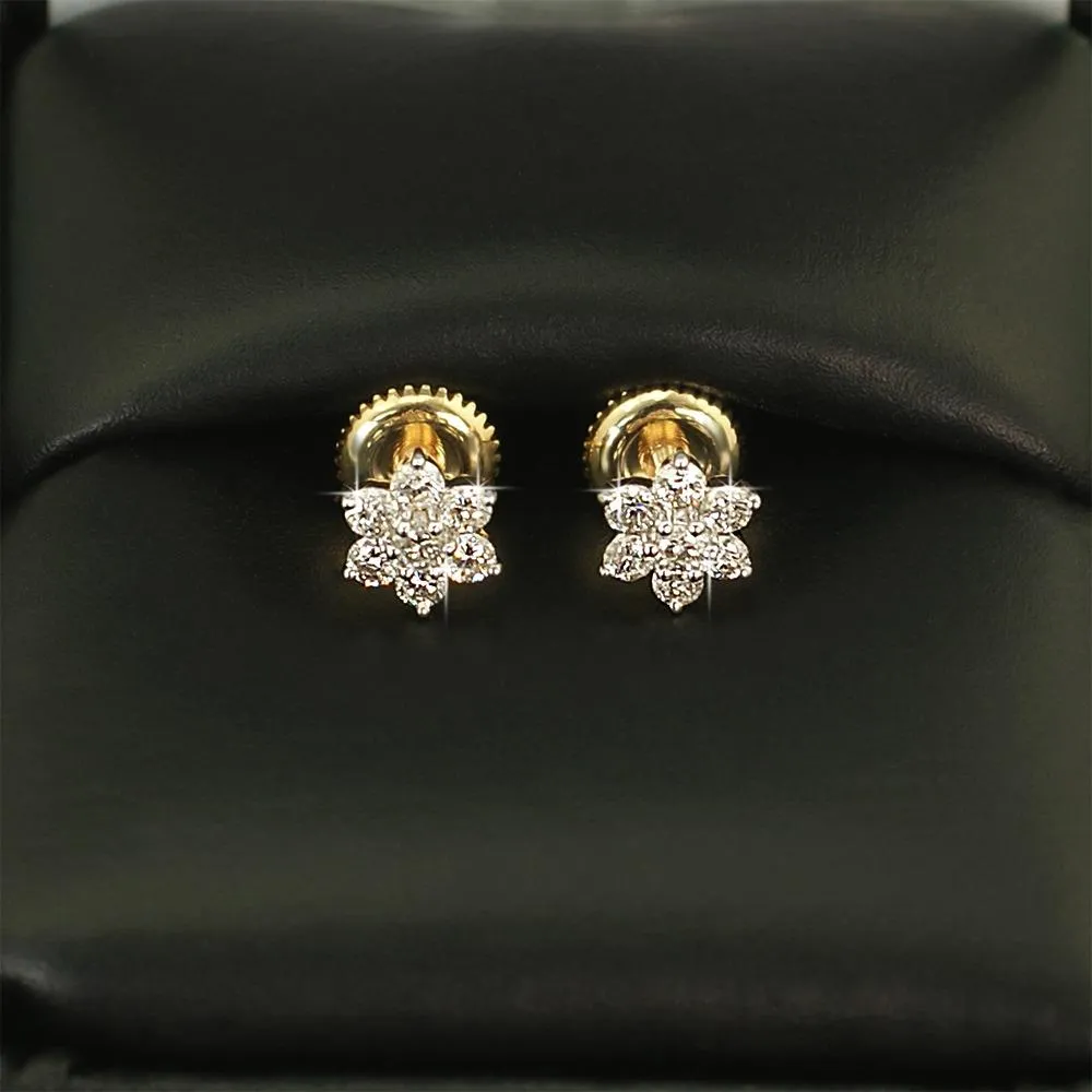 .41cttw Flower Diamond Earrings in 10K Yellow Gold