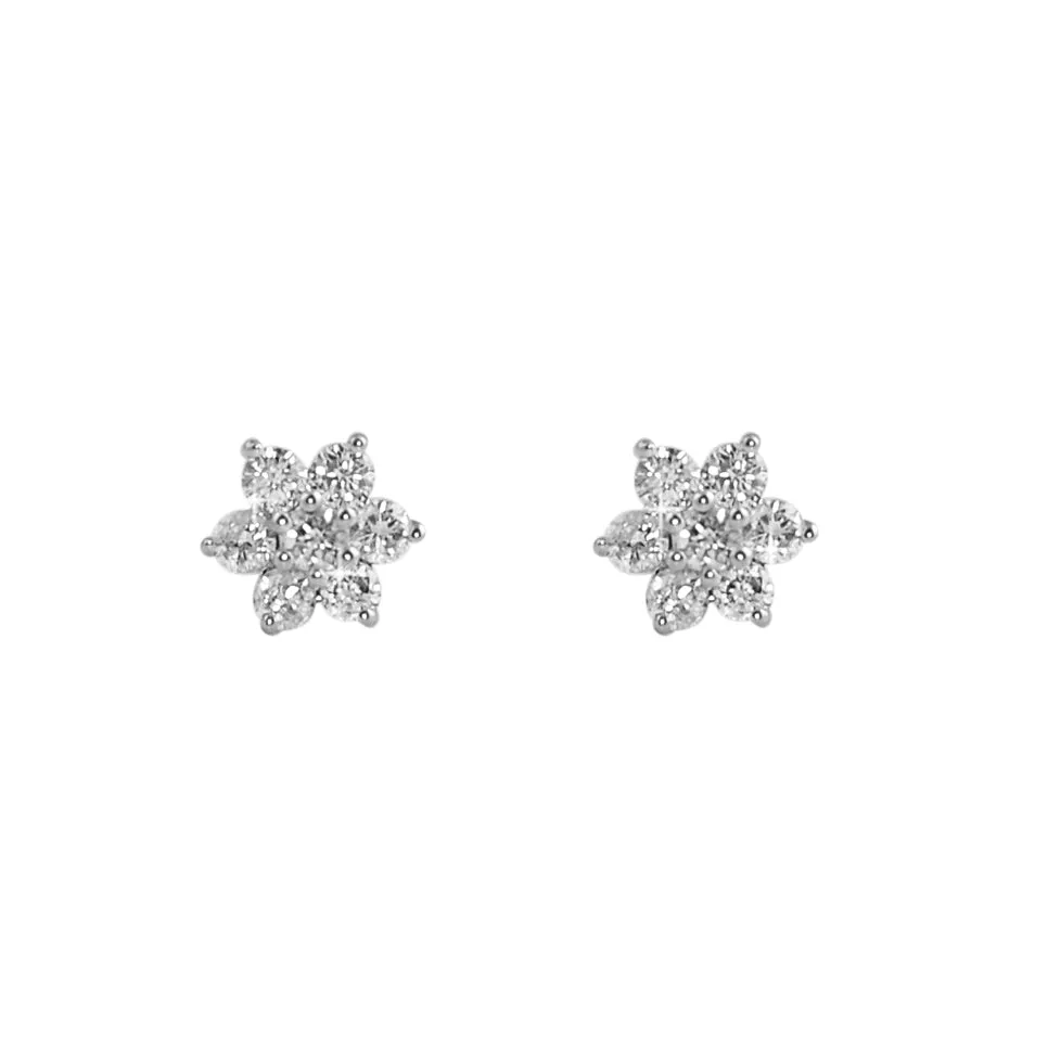 .41cttw Flower Diamond Earrings in 10K Yellow Gold