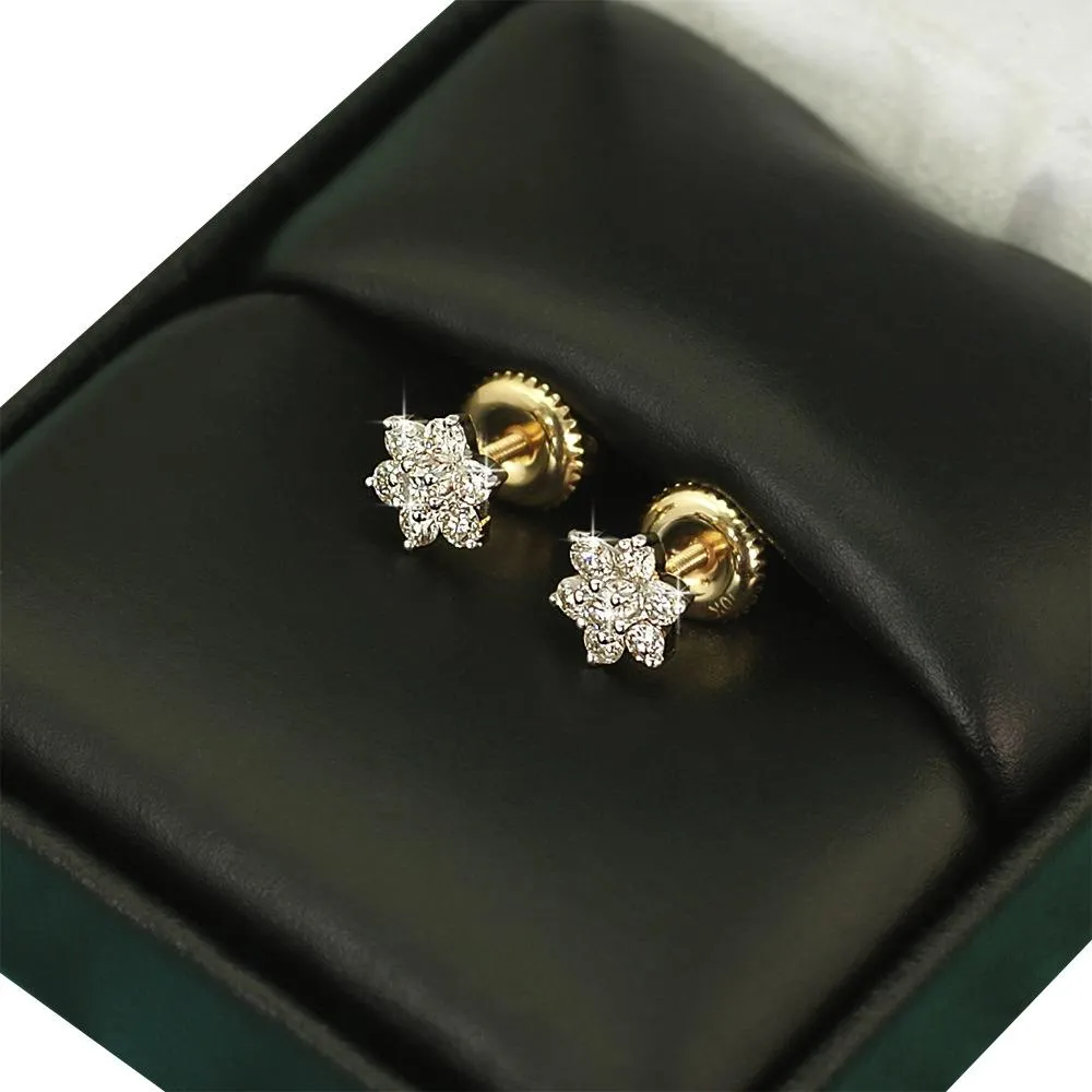 .41cttw Flower Diamond Earrings in 10K Yellow Gold