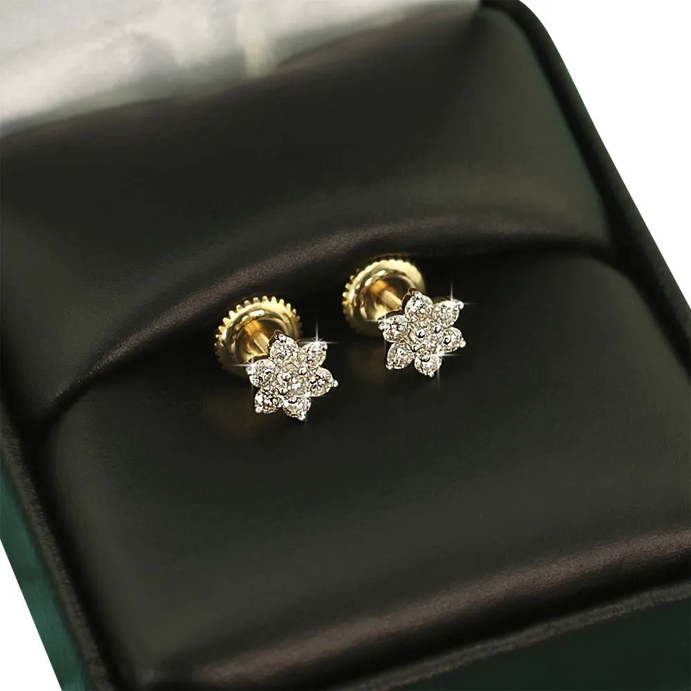 .41cttw Flower Diamond Earrings in 10K Yellow Gold