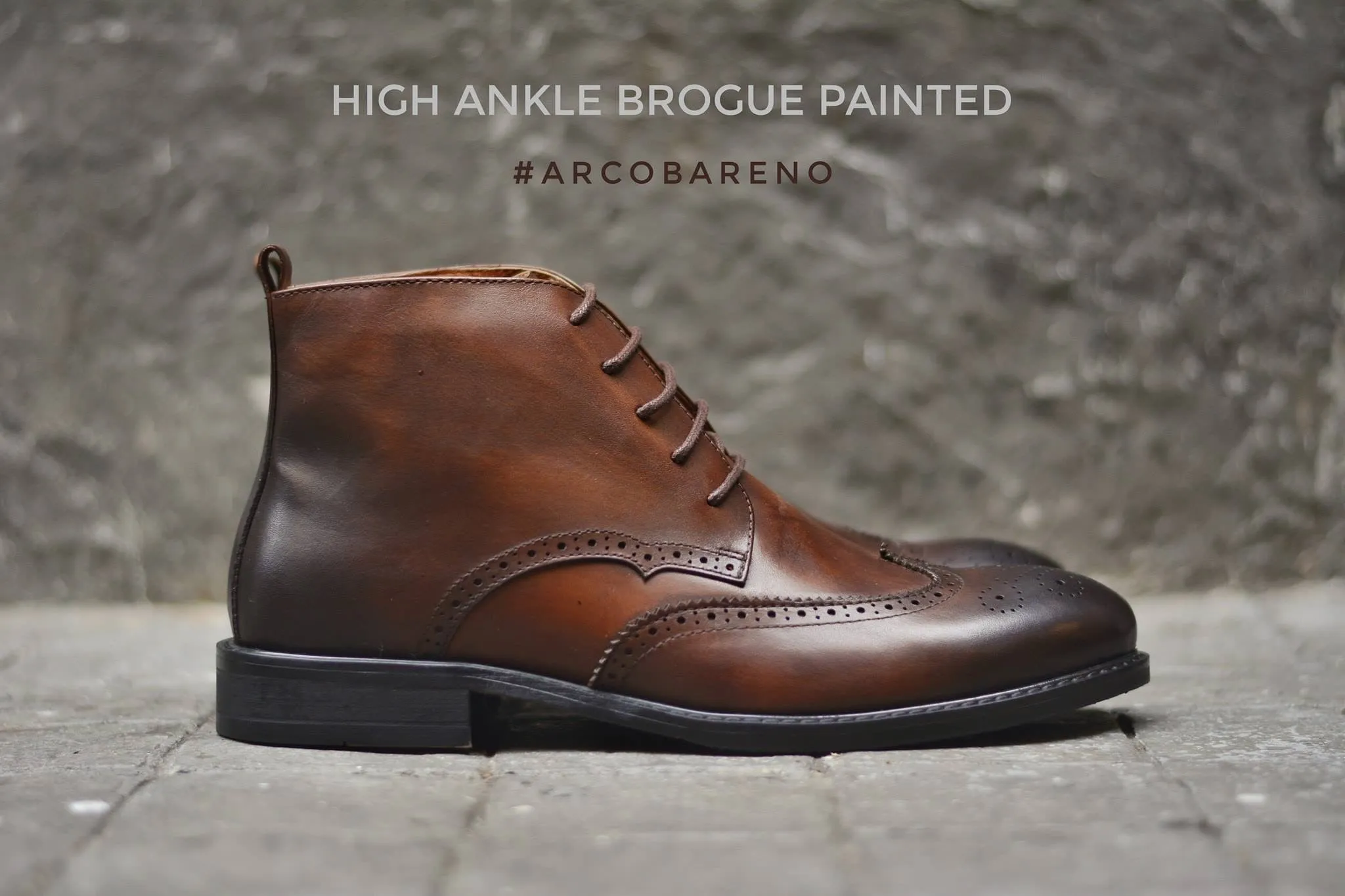 507-2 Brogue Painted Shoe Brown High Ankle