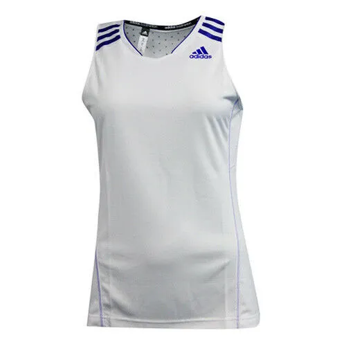 Adidas ClimaChill Women's White/Blue Badminton Vest, Best Prices Available!