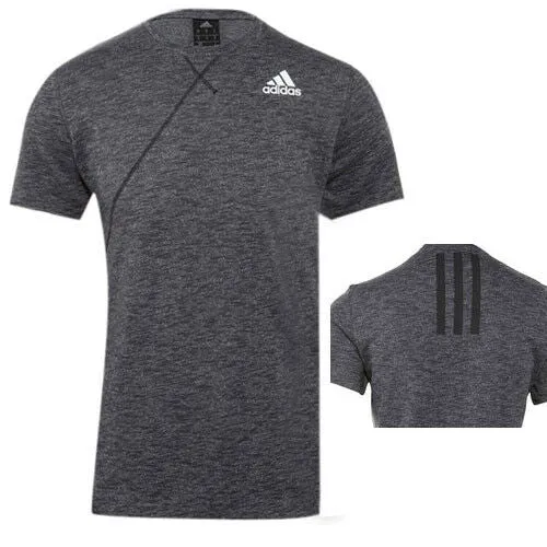 Adidas Cross-Up Short Sleeve Crew Neck Grey T-Shirt - Men's