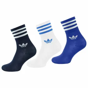 Adidas Mens Blue/White Mid Cut Socks - 3 Pack