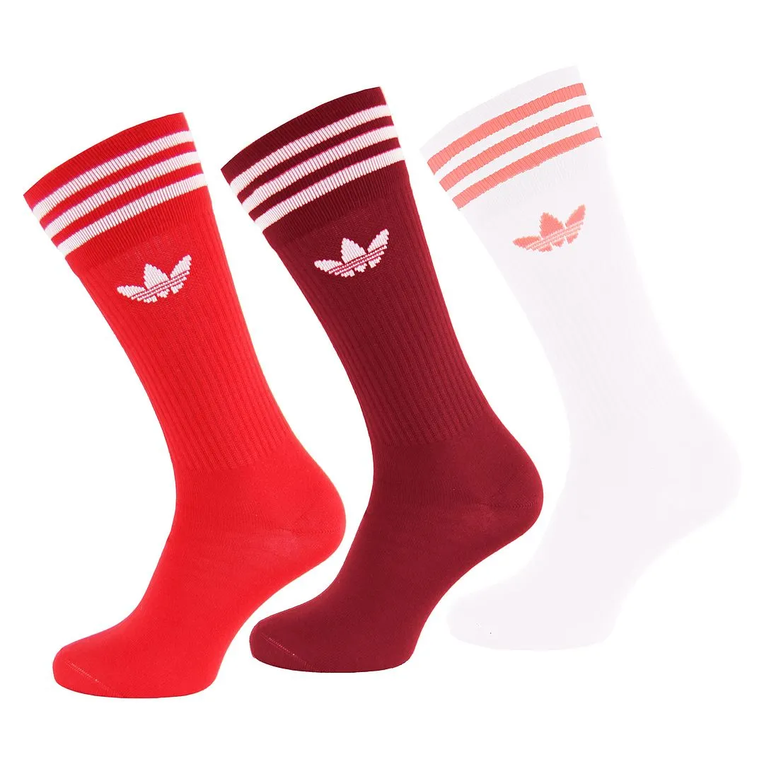 Adidas Red/White Men's Socks - Solid Crew 3-Pack