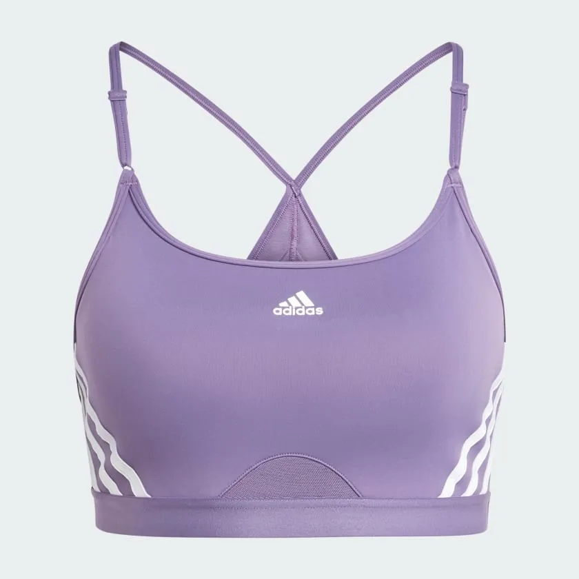 Adidas Women's Aeroreact Purple Bra with 3-Stripes