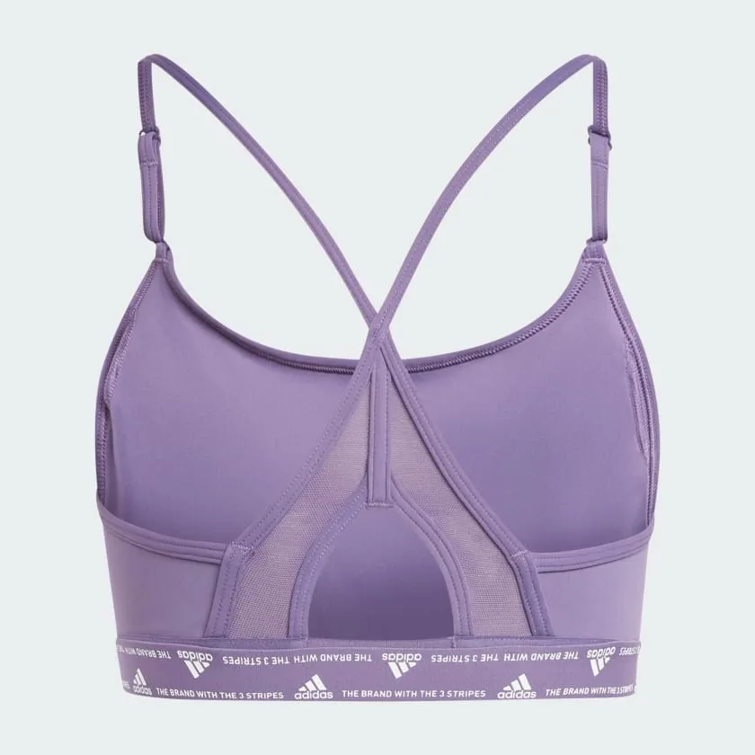 Adidas Women's Aeroreact Purple Bra with 3-Stripes