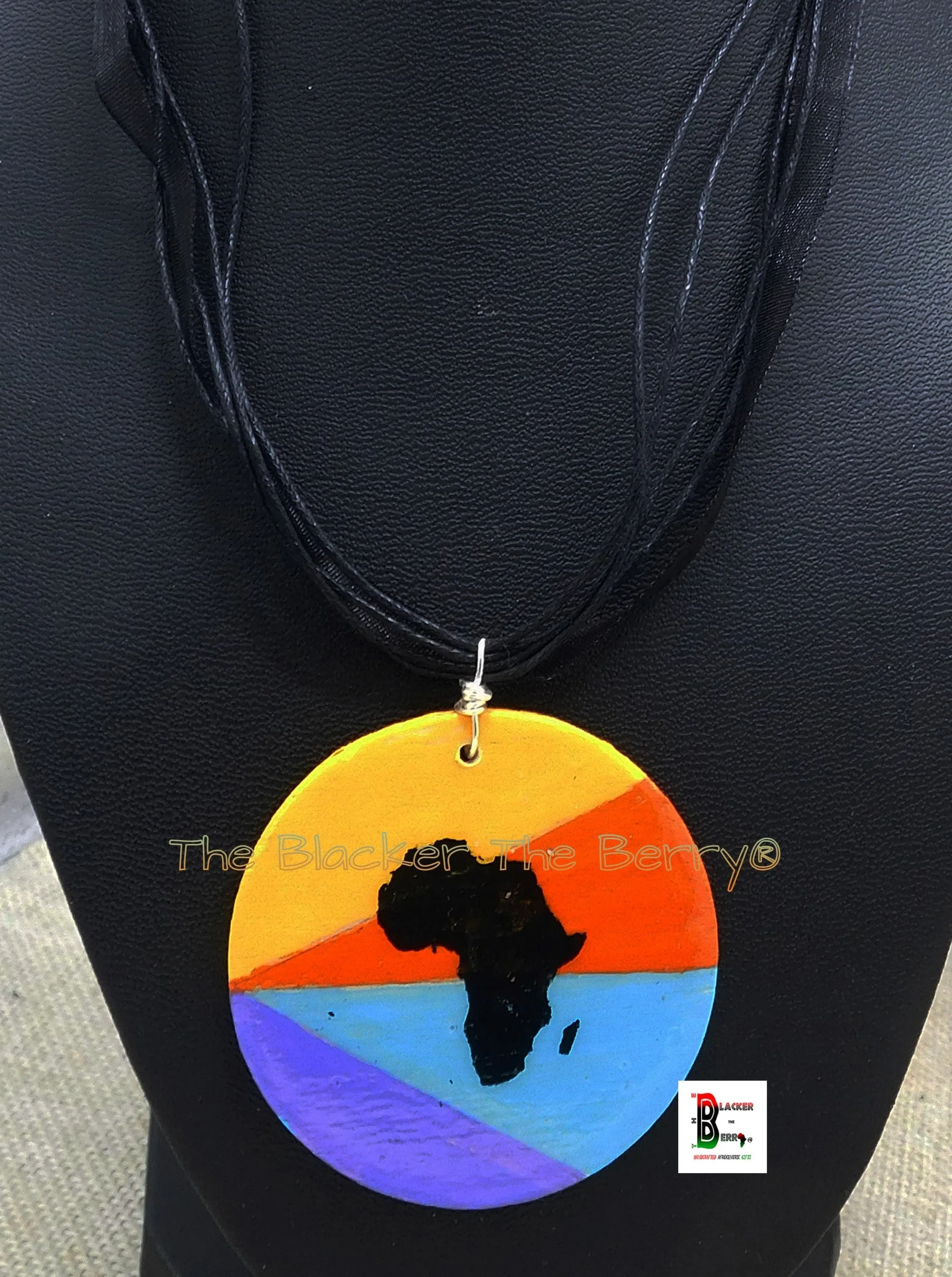 Africa Wooden Hand Painted Jewelry Necklace Handmade Black Owned