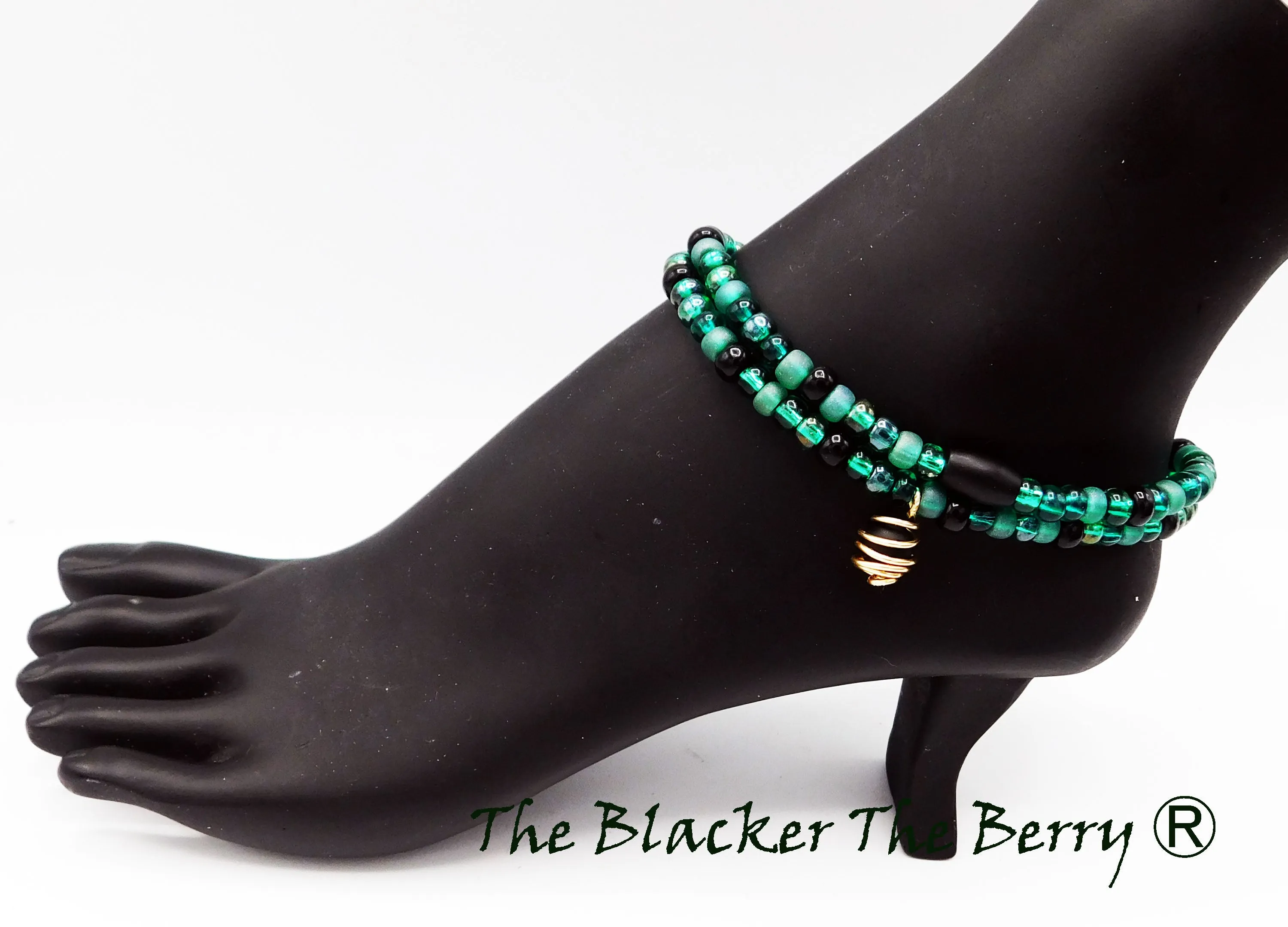 Anklet Jewelry Women Handmade Black Green