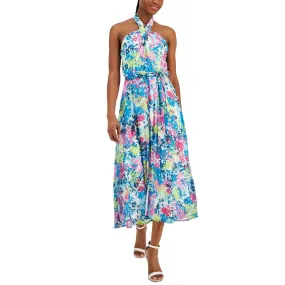 Anne Klein Womens Floral Chiffon Midi Dress