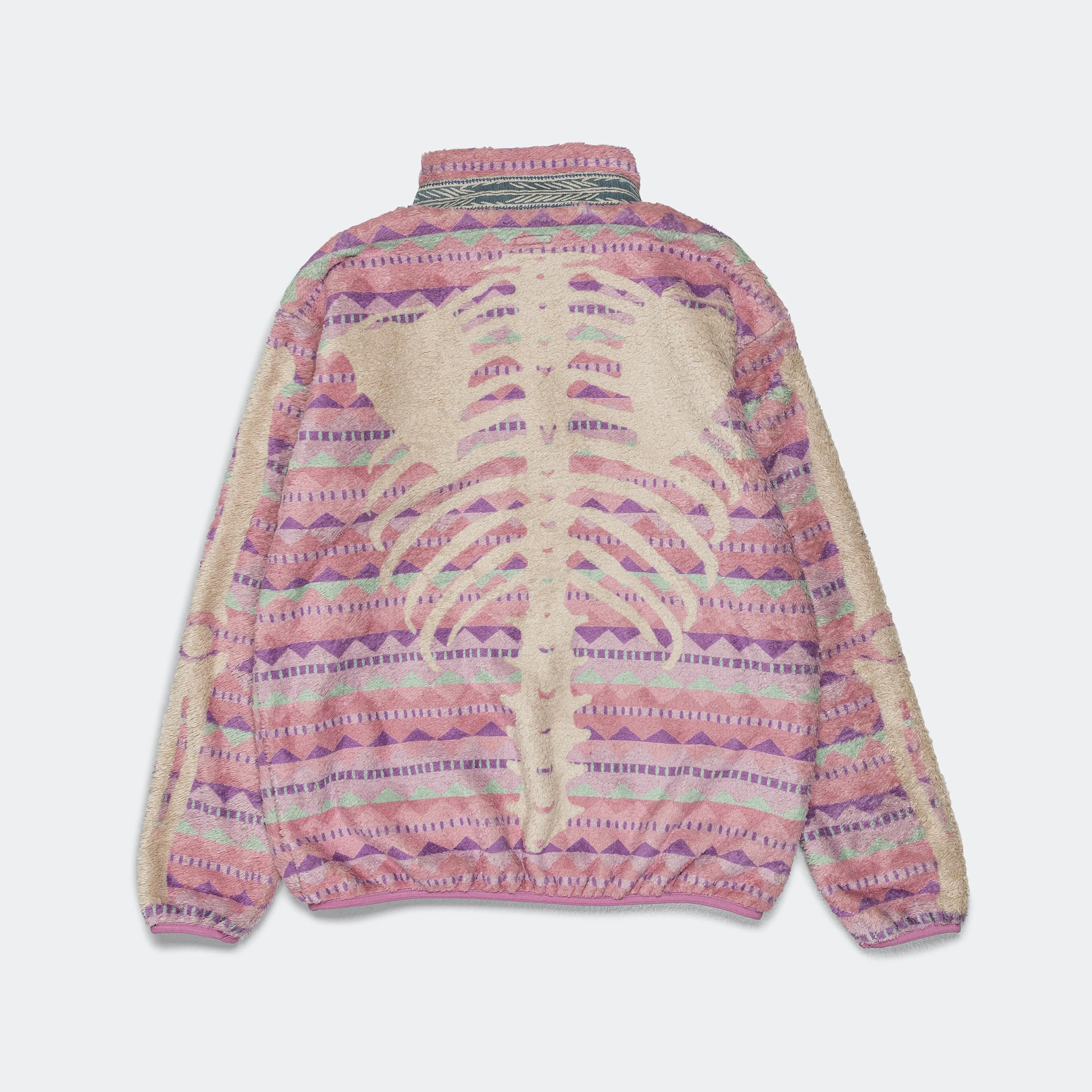 Ashland Stripe and Bone Fleece Zip Blouson in Pink.