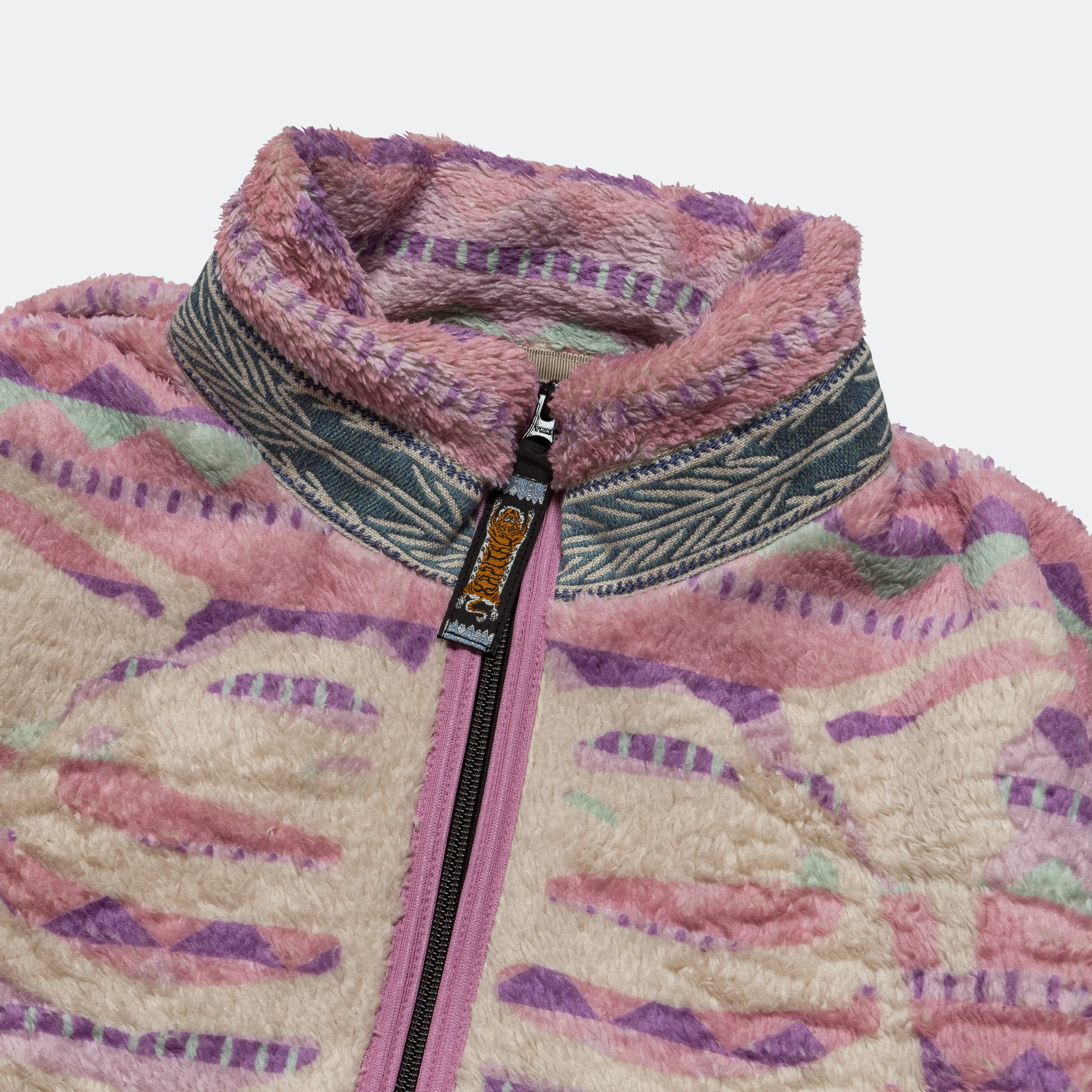 Ashland Stripe and Bone Fleece Zip Blouson in Pink.