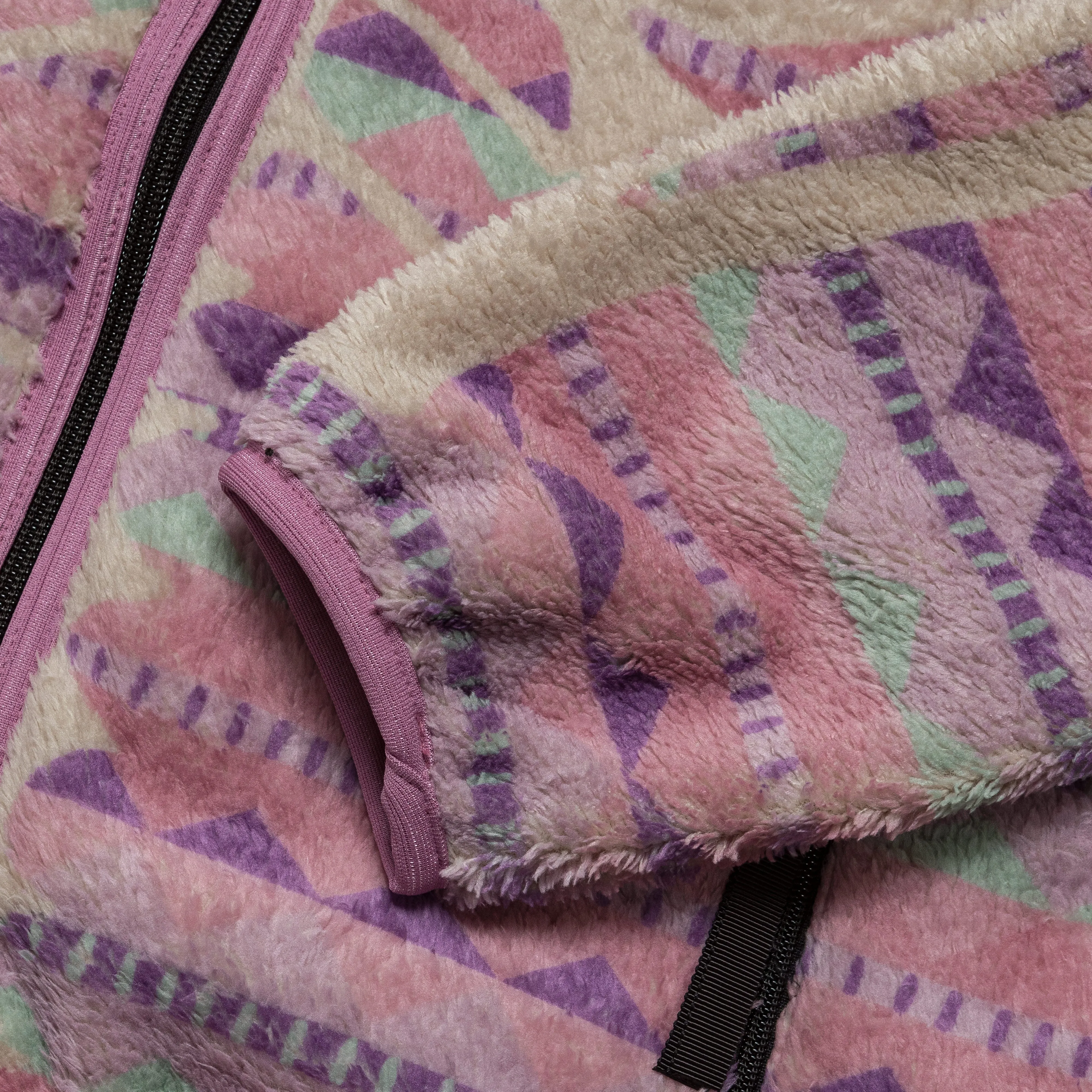 Ashland Stripe and Bone Fleece Zip Blouson in Pink.