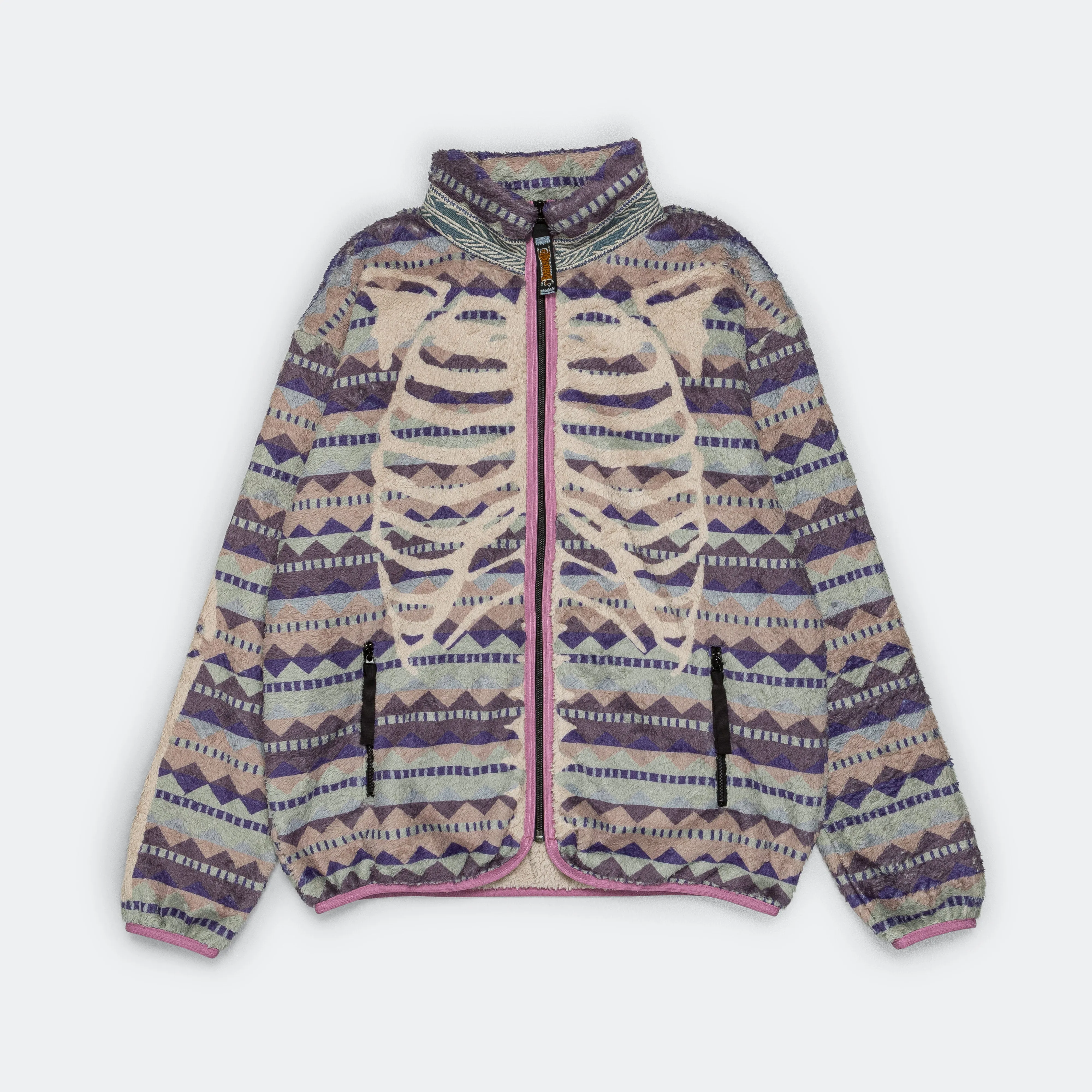 Ashland Stripe and Bone Fleece Zip Blouson - Purple