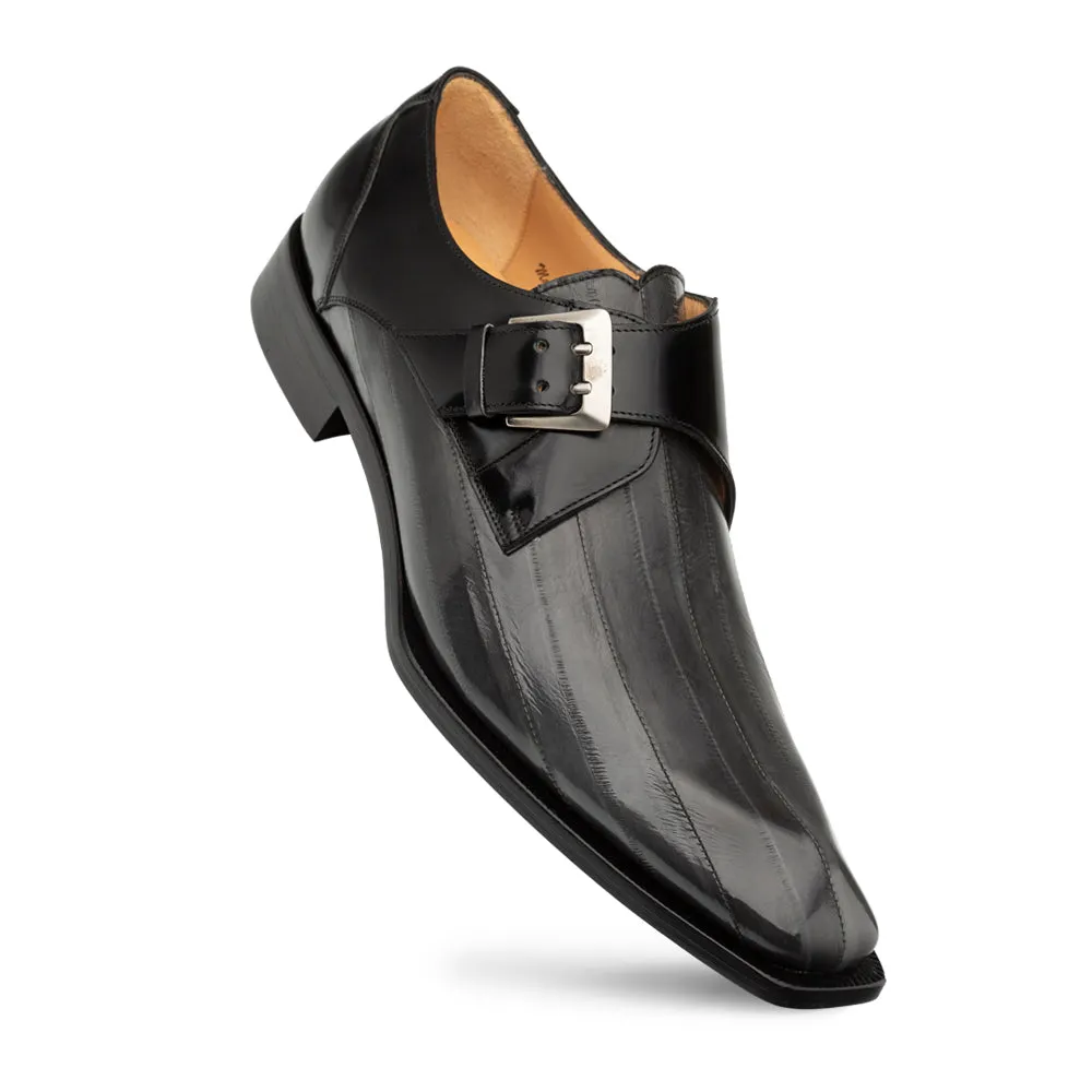 Asymmetric Monk Shoes with Eel Leather