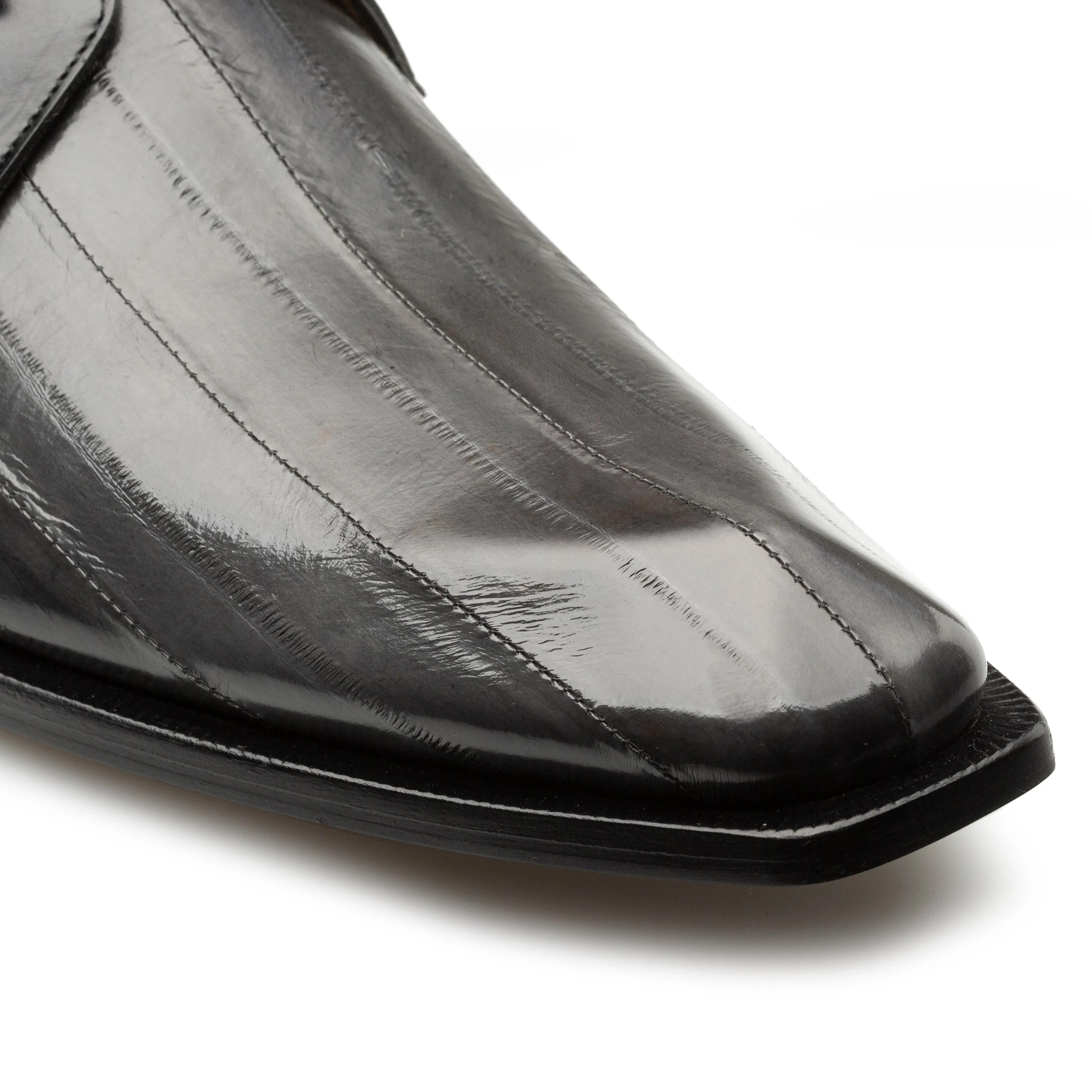 Asymmetric Monk Shoes with Eel Leather