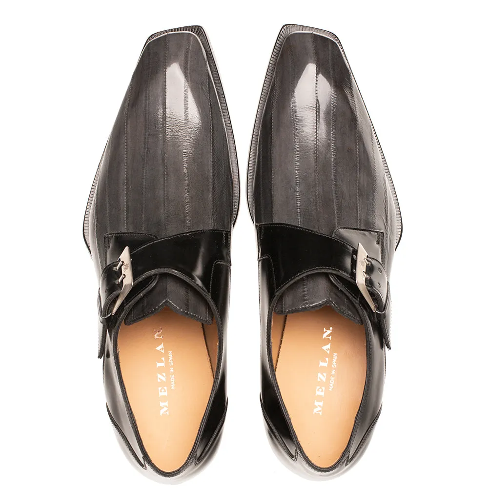 Asymmetric Monk Shoes with Eel Leather