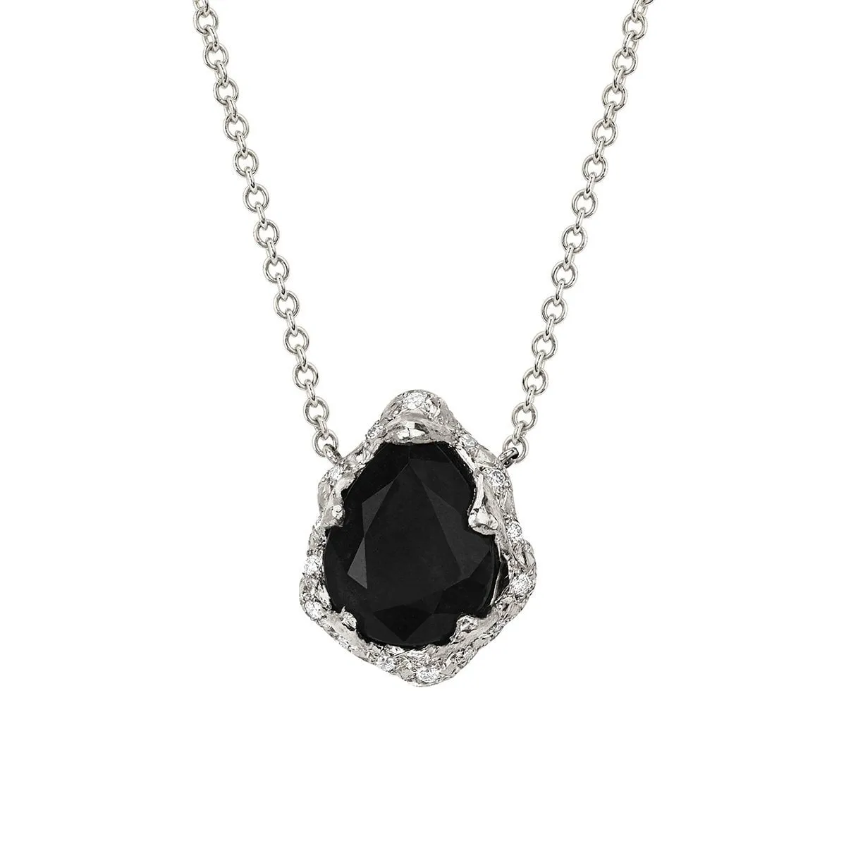 Baby Queen Water Drop Onyx Necklace with Diamond Sprinkles