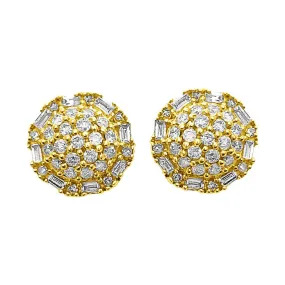 Baguette Circle Diamond Earrings 0.33cttw 10K Yellow Gold