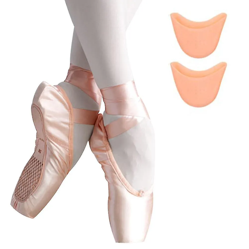 Ballet Pointe Shoes for Girls and Women with Ribbon Ballerina Shoes and Toe Pads