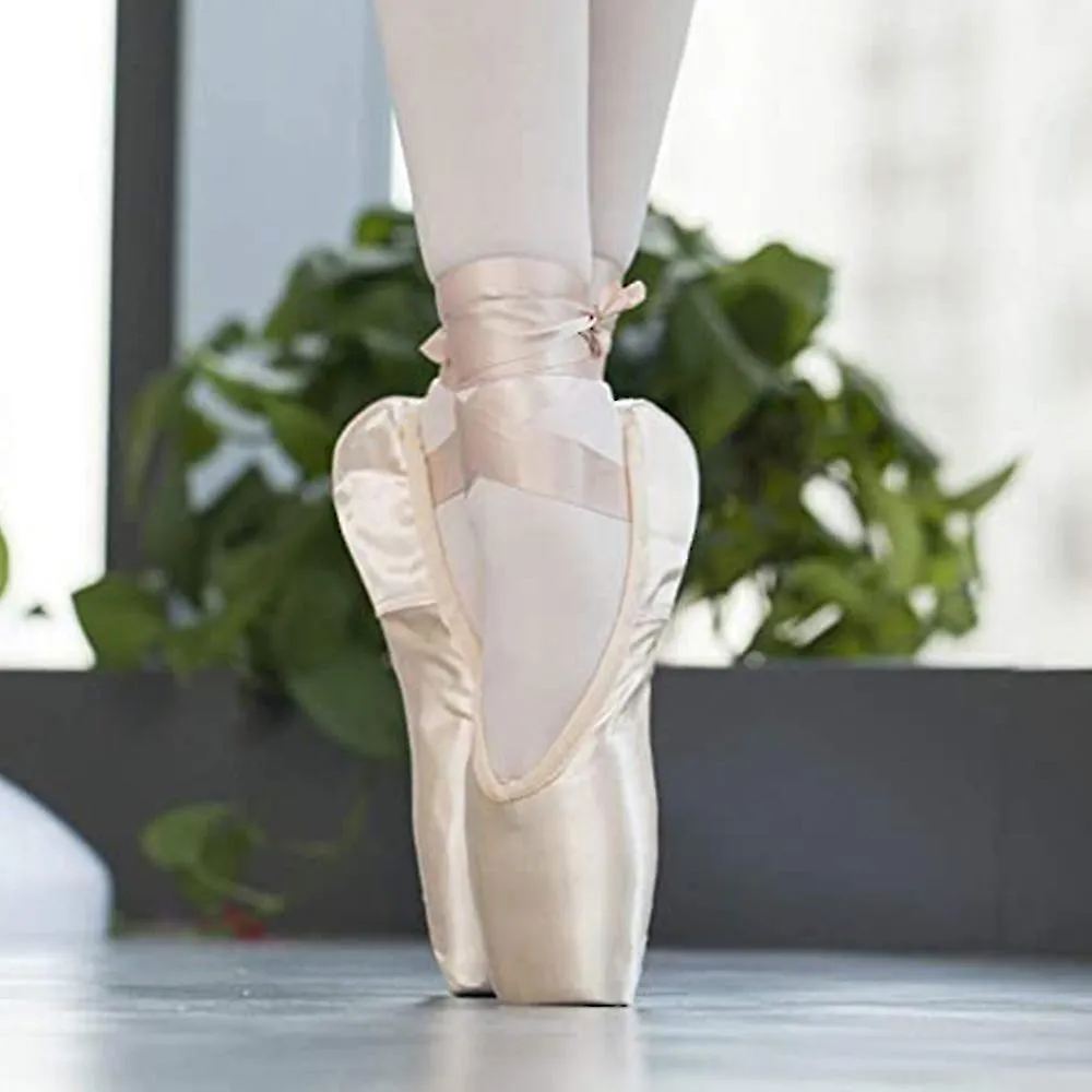 Ballet Pointe Shoes for Girls and Women with Ribbon Ballerina Shoes and Toe Pads