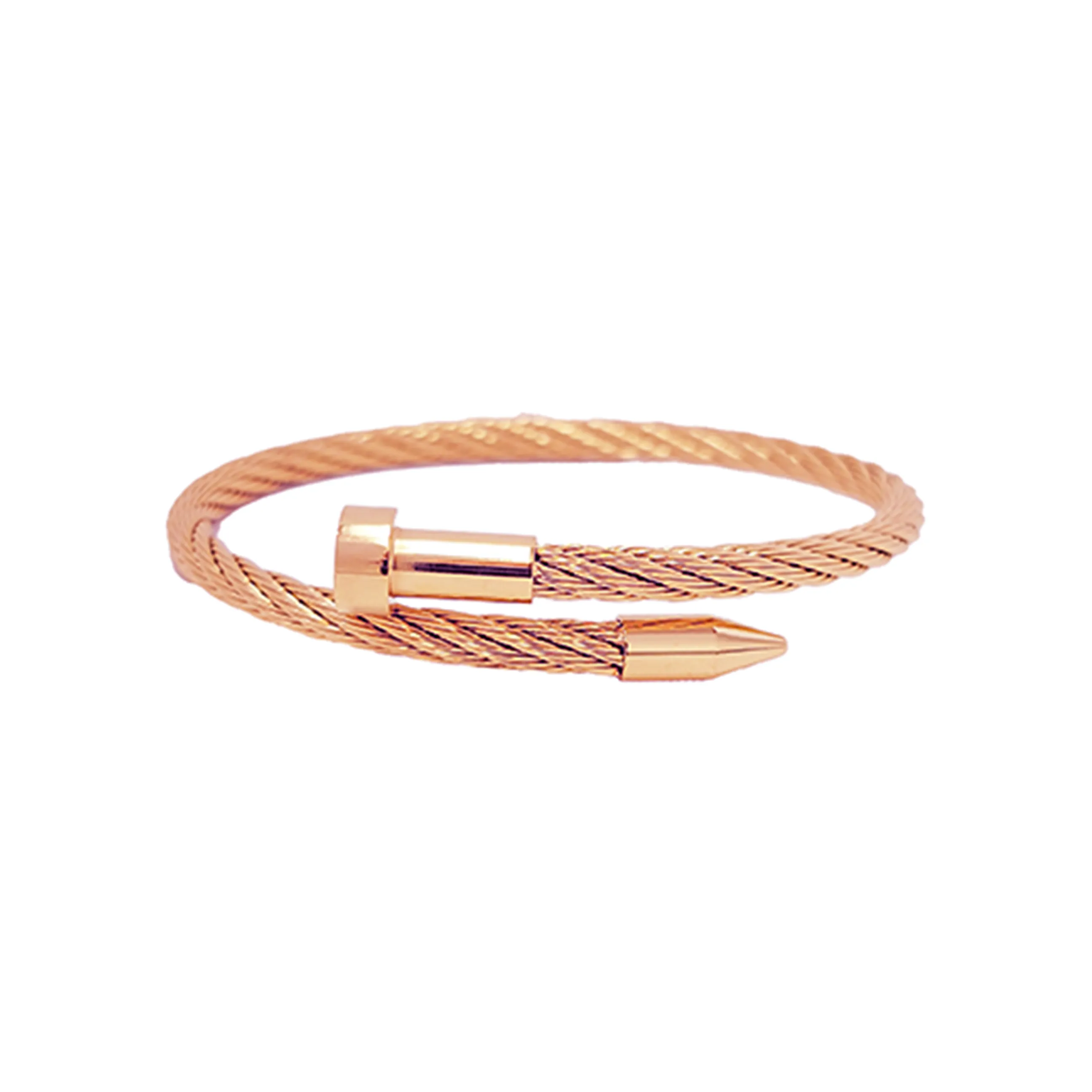 Bangle Bracelet - Gold Cable Pointe from B.Tiff (BG004RG)