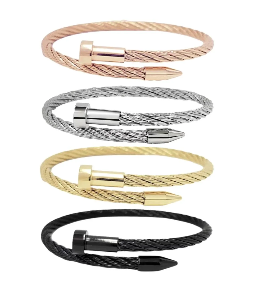 Bangle Bracelet - Gold Cable Pointe from B.Tiff (BG004RG)