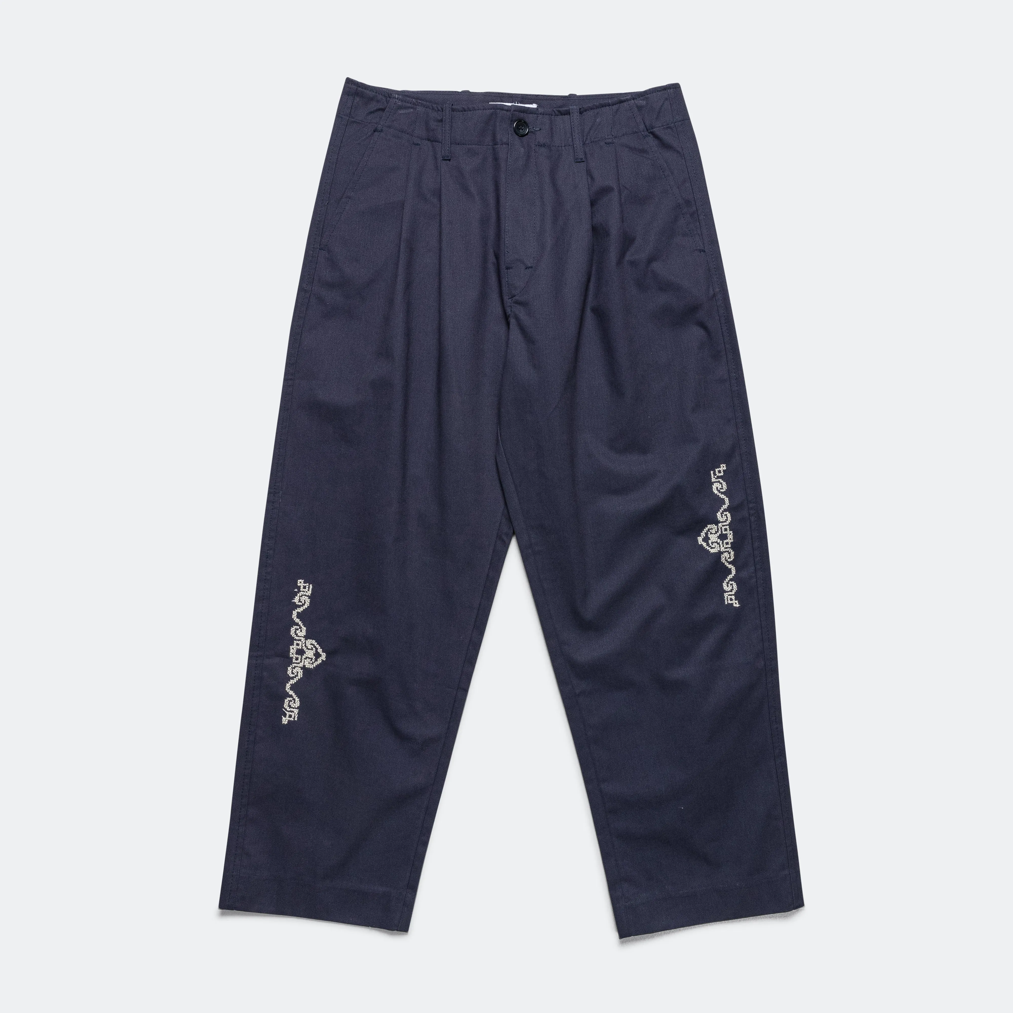 Barwaz Navy Cotton Drill Trousers.