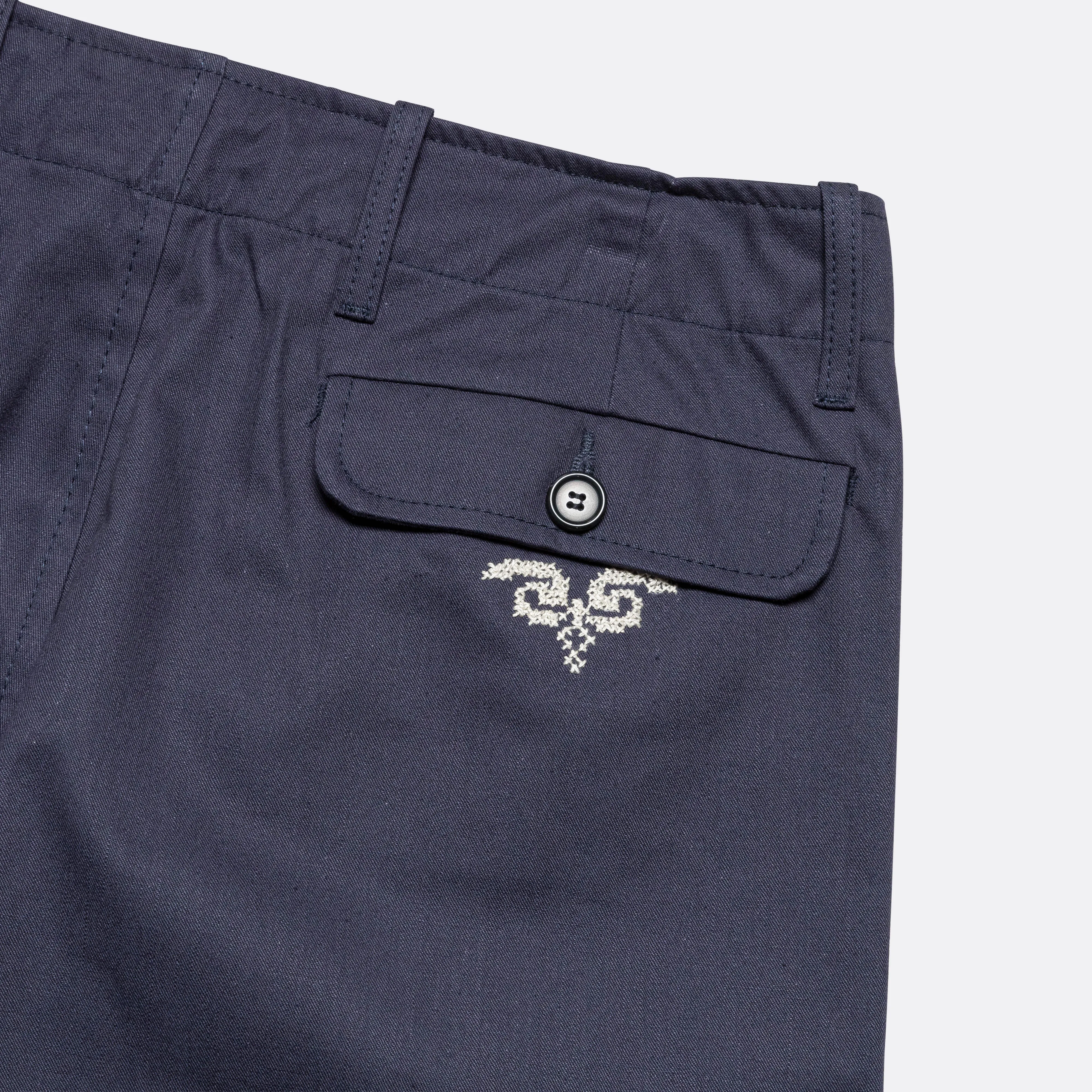 Barwaz Navy Cotton Drill Trousers.