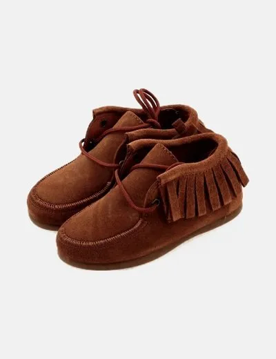 Basic brown moccasin mini shoes