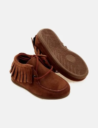 Basic brown moccasin mini shoes