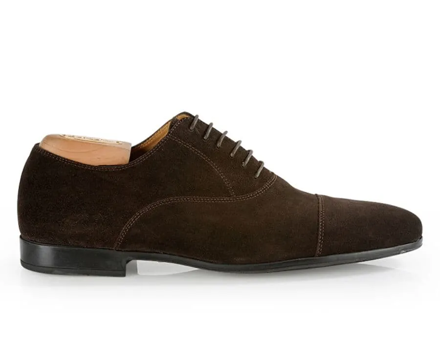 Bitter Chocolate Suede Oxford shoes with Rubber outsole - LENNOX GOMME URBAN