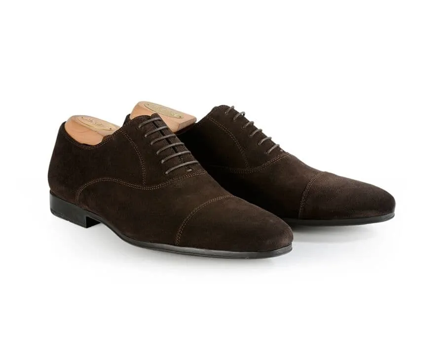 Bitter Chocolate Suede Oxford shoes with Rubber outsole - LENNOX GOMME URBAN