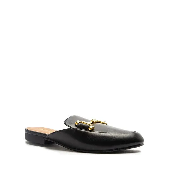 Black Clara Gold Buckle Mules