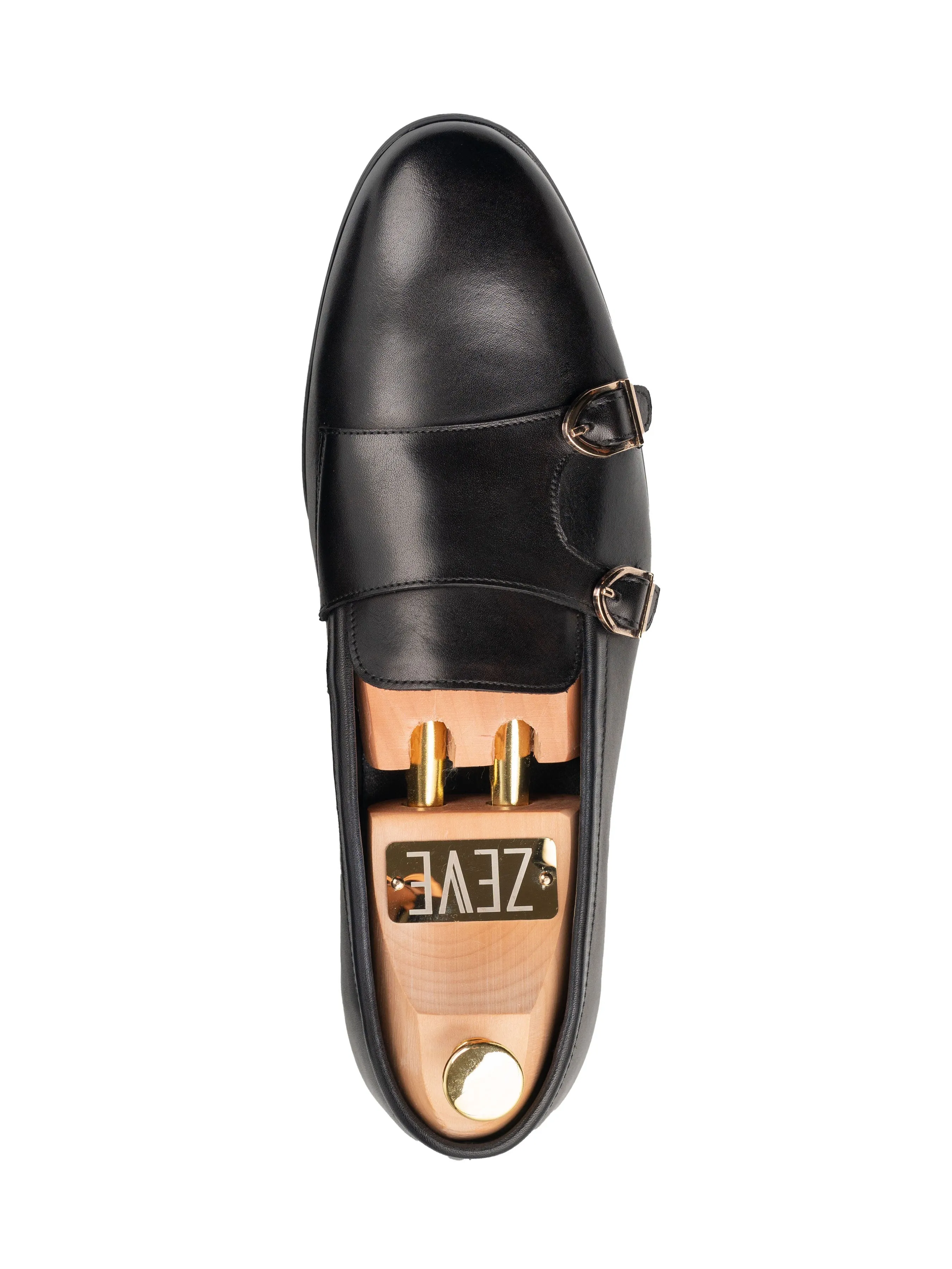 Black Double Monk Strap Loafer Slipper - Alfeo