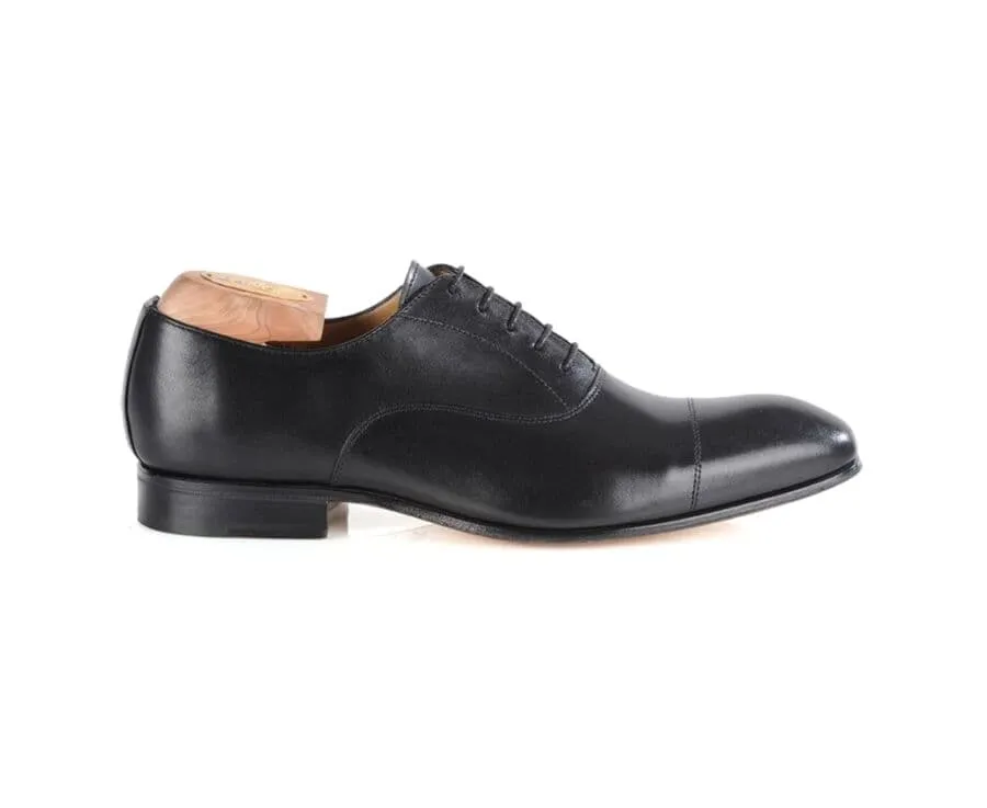 Black leather men's Oxford shoes - Leather outsole - BRISBURY