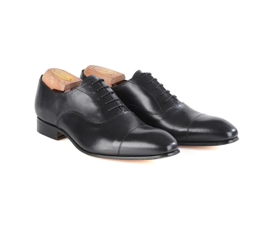 Black leather men's Oxford shoes - Leather outsole - BRISBURY