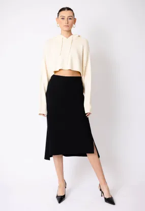 Black Mermaid Slit Midi Skirt