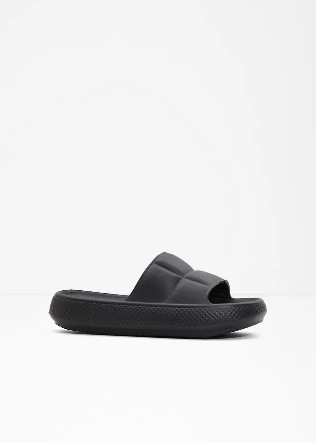 Black platform mules