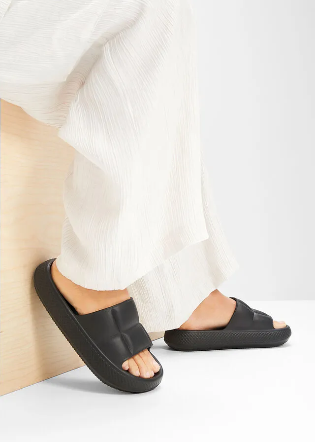 Black platform mules