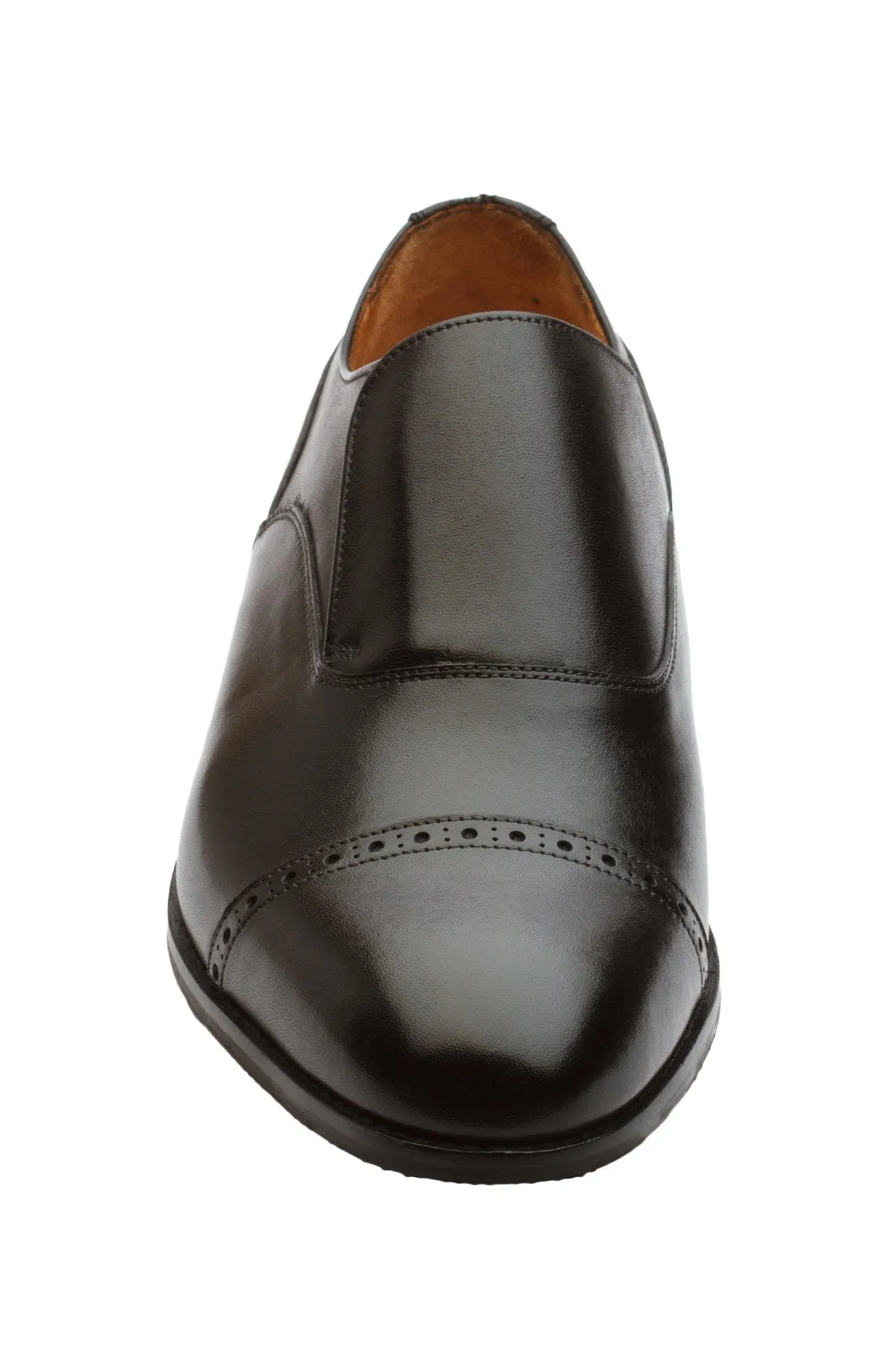 Black Slip-On Toecap Brogue Shoe.