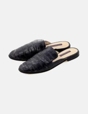 Black Textured Mules by Violeta Mango